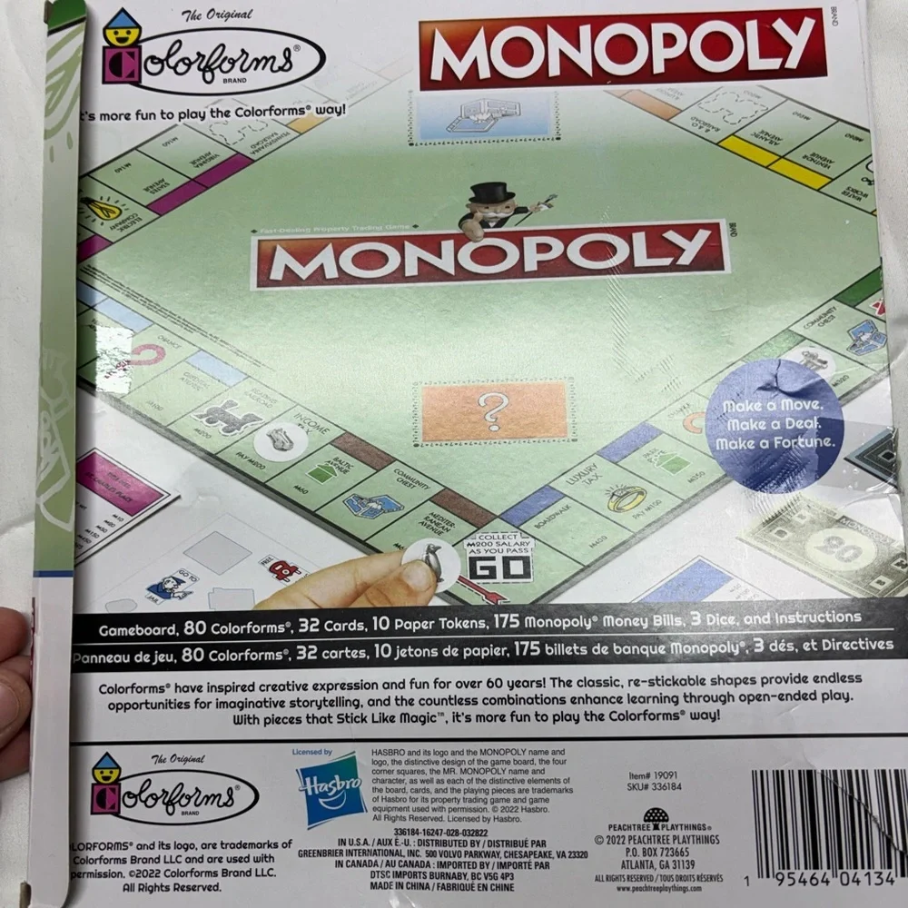 Colorforms Mini MONOPOLY Hasbro Board Game